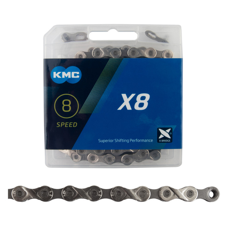KMC X8 8-Speed Nickel-Plated Chain | Durable, Smooth Shifting, 116 Links CN08566