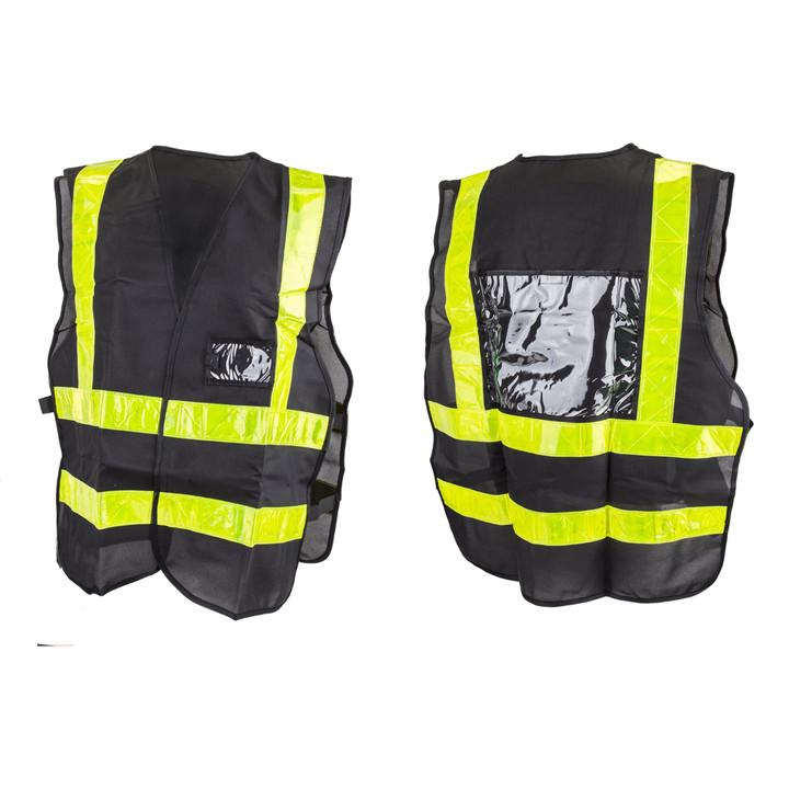 Sunlite Reflective Delivery Vest ID Pocket, Lightweight Polyester Mesh, Black/Yellow 98481