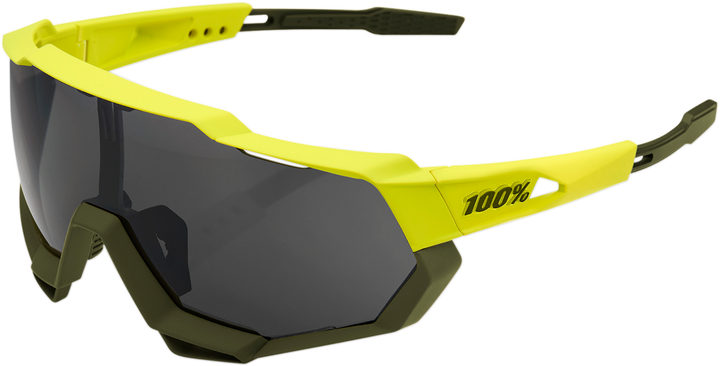 100% Speedtrap Sunglasses - Soft Tact Banana - Black Mirror Lens 61023-004-61