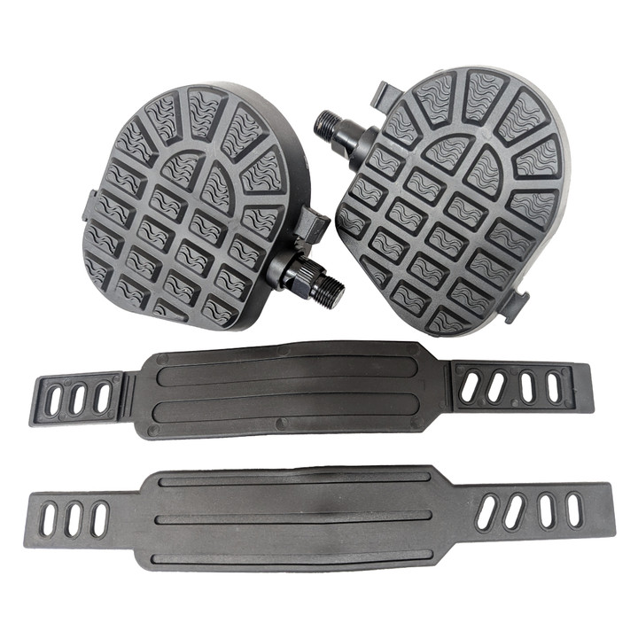 Sunlite Flat Form I Exerciser Pedals 9/16in Black Tread and Straps 410245