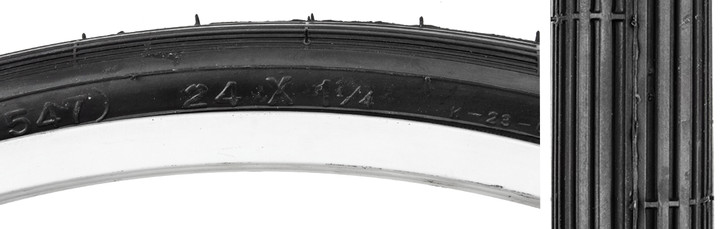 Sunlite 24x1 BMX Street Clincher Tire - Durable Wire Bead, Black 5907