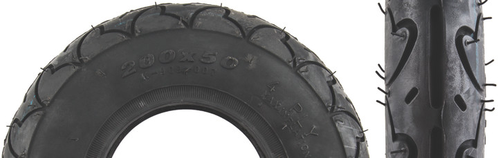 Sunlite 200x50 4PR Scooter Wire Tire - Durable Rubber, Water Channels 60149