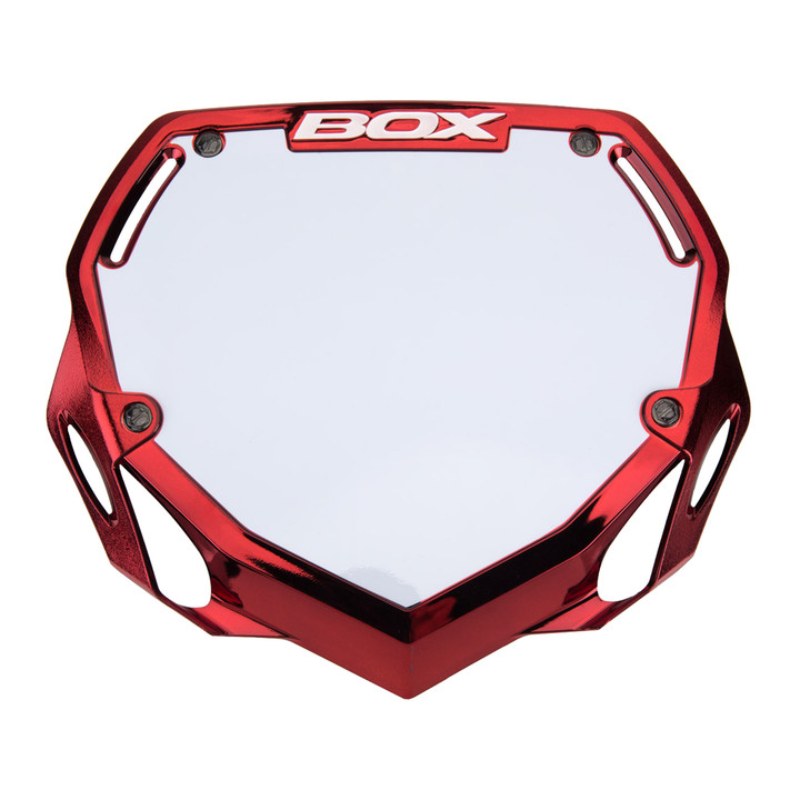 BOX Two Number Plate Large Red and Chrome Color Fast 3D Injection Molding BX-NP16CHRLG-RD
