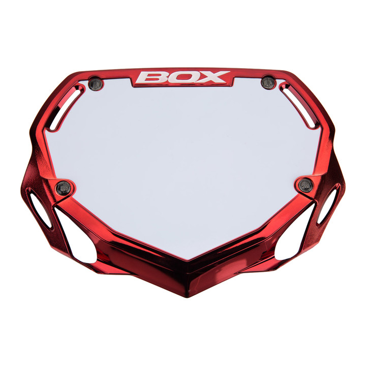 BOX Two Number Plate Small Red and Chrome Color Fast 3D Injection Molding BX-NP16CHRSM-RD