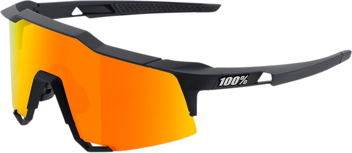 100% Speedcraft Sunglasses - Soft Tact Black - Hiper Red Multilayer Mirror Lens 60007-00008