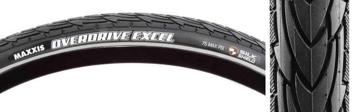 Maxxis Overdrive Excel Tire, Wire Bead, Black, Silk Shield, Reflective 700x47 TB00425100