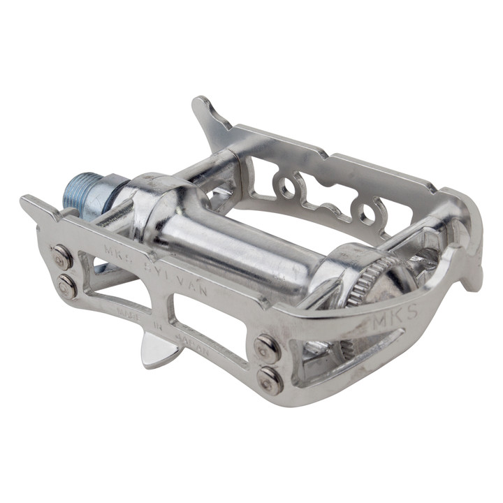 MKS Sylvan Road Alloy Platform Pedals CroMoly Spindle and Toe Clip Compatibility SYLVAN ROAD Silver