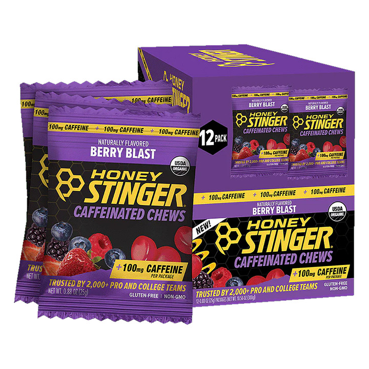 Honey Stinger Organic Berry Blast Performance Chews - 100mg Caffeine, Gluten-Free 78612