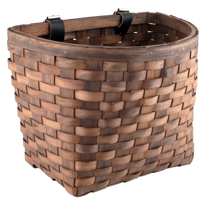 Sunlite Wooden Classic Bicycle Basket - Beech Wood and Leather Straps 90407
