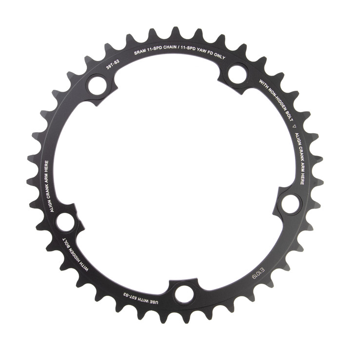 SRAM 39T Aluminum Chainring for 11-Speed, YAW Tech, Black 11.6218.009.005