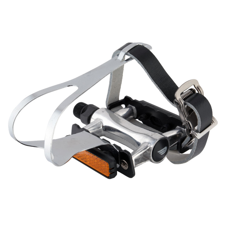Premium Aluminum Cage Pedals Leather Straps - Velodrome Approved 410326