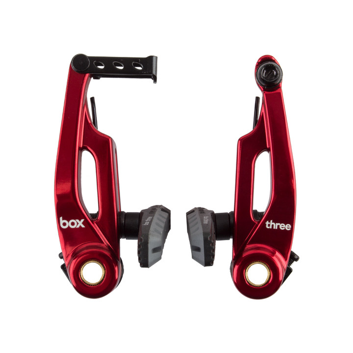 Box Three V-Brakes - 6061 T6 Aluminum, CNC Machined, Red BX-BA173V108-RD