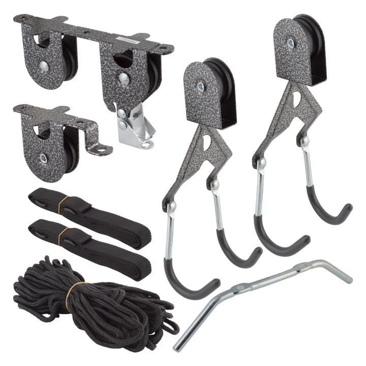 Delta Deluxe Single Bike Ceiling Hoist Pulley System and Utility Straps RS2300