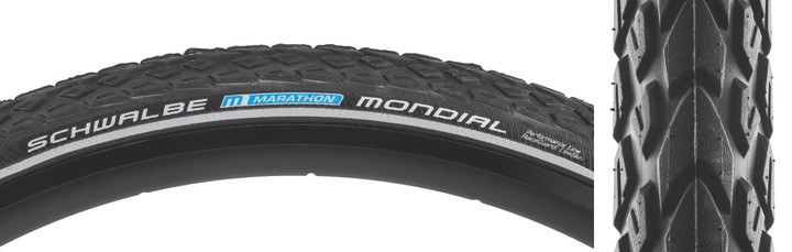 Schwalbe Marathon Mondial 700x35 Clincher Tire ΓÇô Durable Touring and Hybrid Bike Tire Evo Technology, Flat Protection, and Reflective Edge 11100308