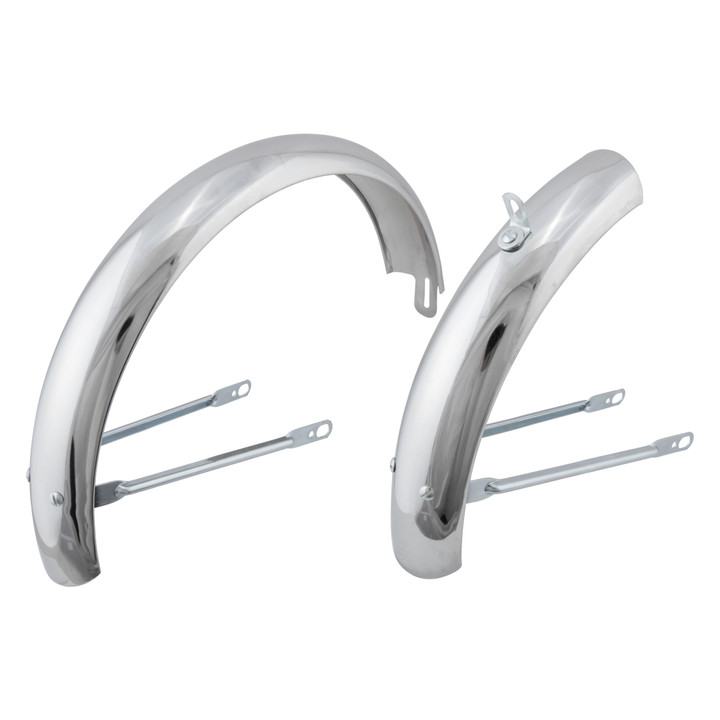 Premium Steel Chrome Cruiser Bicycle Fenders Pair ΓÇô 16, 20, and 26-inch Full Coverage Bike Mudguards for Comfort and Style 952-16