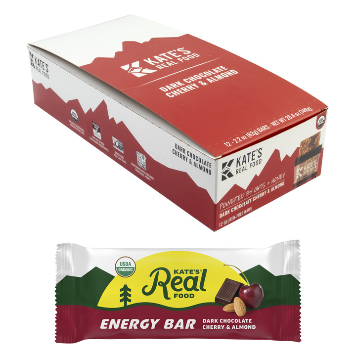 Organic Dark Chocolate Cherry Almond Energy Bars - Gluten-Free, Protein-Powered, 12-Pack 915784