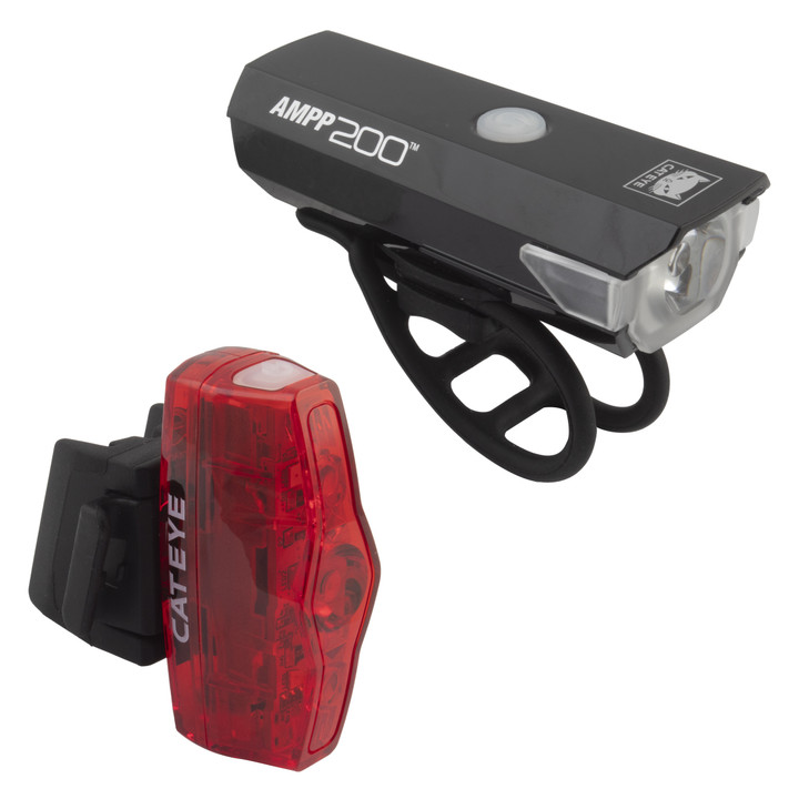 Cateye USB Rechargeable Headlight and Rear Light Combo 200 Lumens 8900031