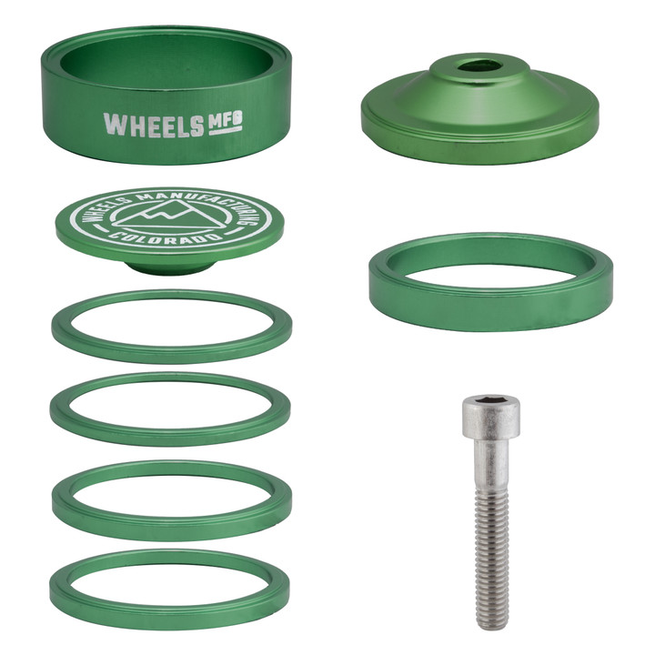 Pro Aluminum Headset Spacer Kit 1-1/8" Green StackRight Locking Technology SRHS-PKIT1-9