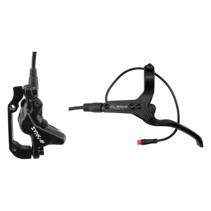 Clarks SYNC-4E Hydraulic Front Brake Post/IS Mount 4-Piston, Mineral Oil SYNC-4-F-180-AMROW-NOROTOR