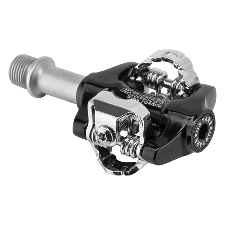 Exustar PM215+ Dual Sided MTB Clipless Pedals | Aluminum and Cr-Mo Axle, SPD Compatible PM215+BK