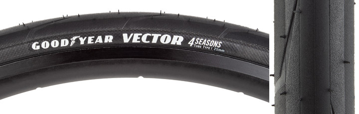 Goodyear Vector 4Seasons Folding Clincher Tire 700x25 - High-Performance, Puncture-Resistant Cycling Tire Silica3 Compound GR.012.25.622.V001.R
