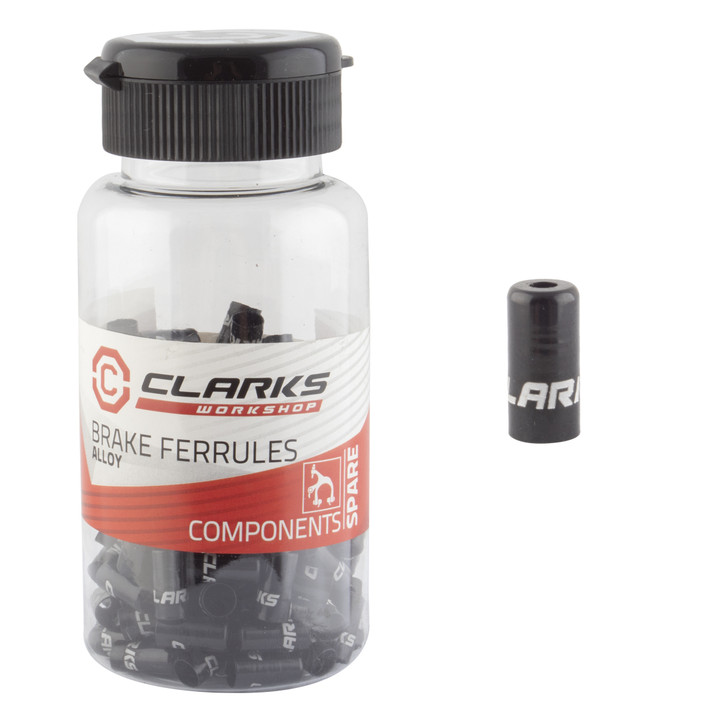 Clarks 5mm Alloy Brake Cable Ferrules - Black, Durable Cycling Accessory CX15-CNC -BLK-150