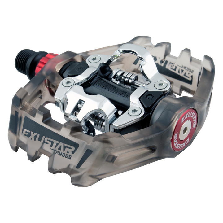 Exustar PM825 Dual-Sided SPD Clipless Platform Pedals - Aluminum, Sealed Bearings E-PM825-TRBK