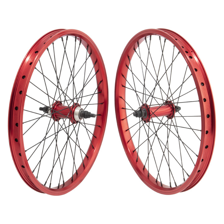 SE Bikes 20in Ripper Wheel Set Red Aluminum Rims and Loosen Ball Bearings 742933