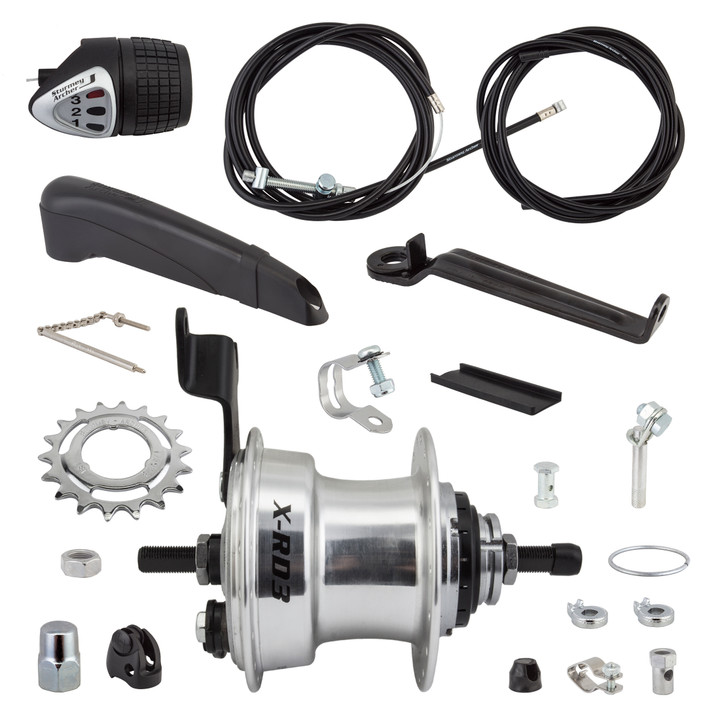Sturmey Archer XRD3 3-Speed Hub and Drum Brake Kit - Aluminum, 70mm, Silver HKS3T.XHSS.S00.BX