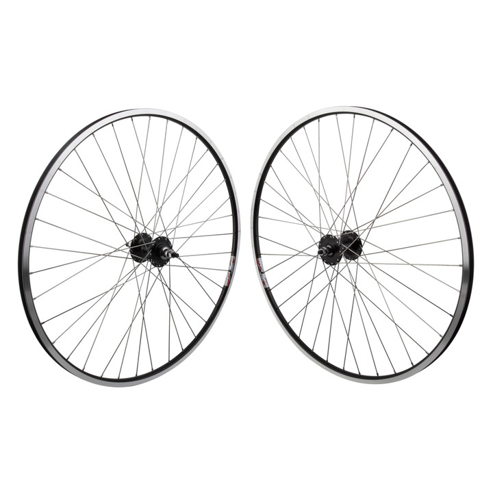 700c WEI LP18 Bicycle Wheel Set 9-10mm Thru Axle and Black Alloy Rims 71257