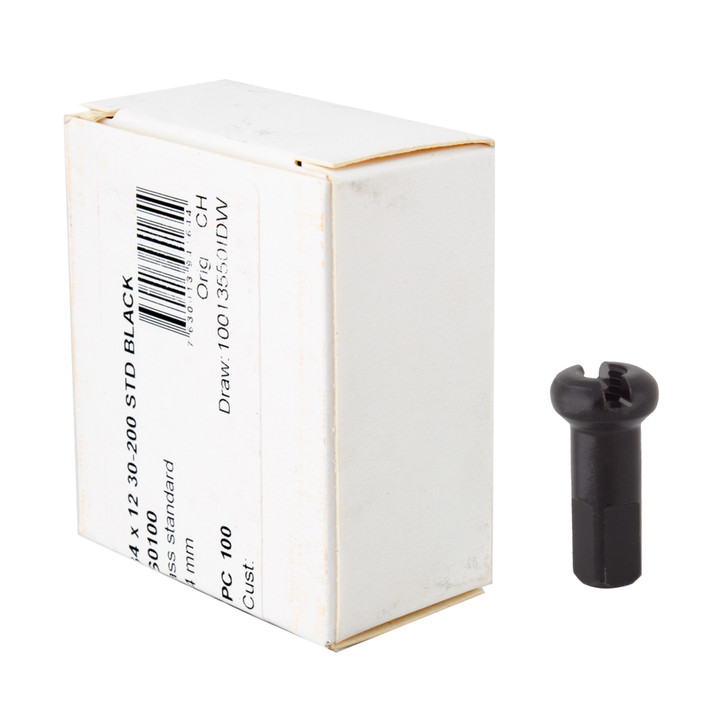 DT Swiss Standard Brass Spoke Nipples 2.34 x 12mm Black Box of 100 E-Bike Use N0BA23120S0100