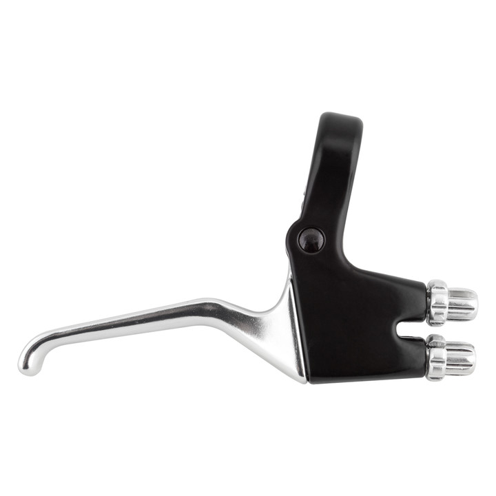 Sunlite Alloy Double MTB Brake Lever - Forged Aluminum, 3-Finger, Dual Cable, Black/Silver 13748