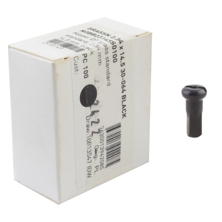 DT Swiss Standard Brass Spoke Nipples 2.34 x 14.5mm Black Box of 100 E-Bike Use N0BB23145S0100
