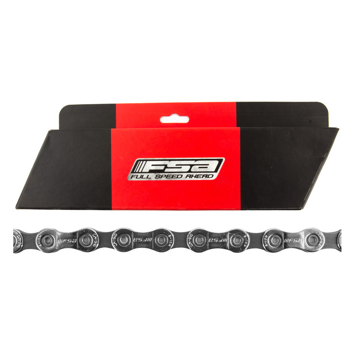 FSA Team Issue 10-Speed Chain - Nickel Plated Silver, Chamfered Edges 360-0003007360
