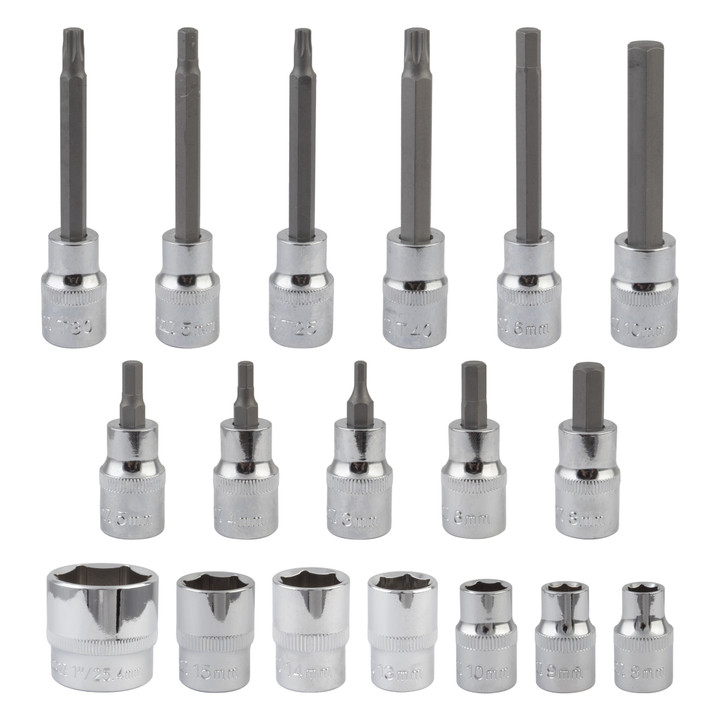 18-Piece Chrome Vanadium Bike Repair Socket and Bit Set 3/8" Drive SBS-1.3