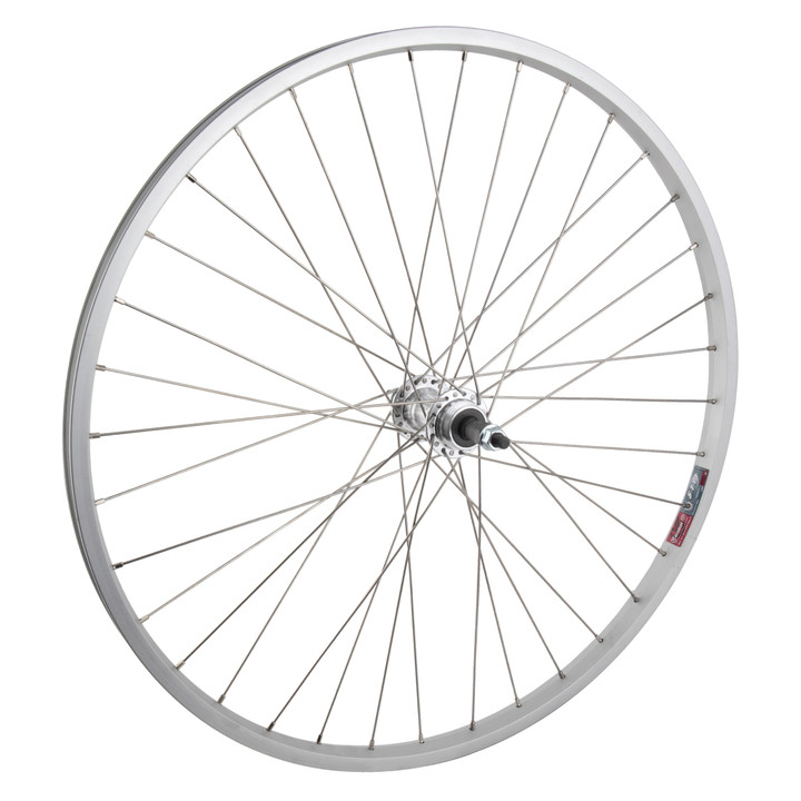 26in Alloy Bicycle Wheel Single Wall Rim, Silver, 135mm Quick-Release 64043