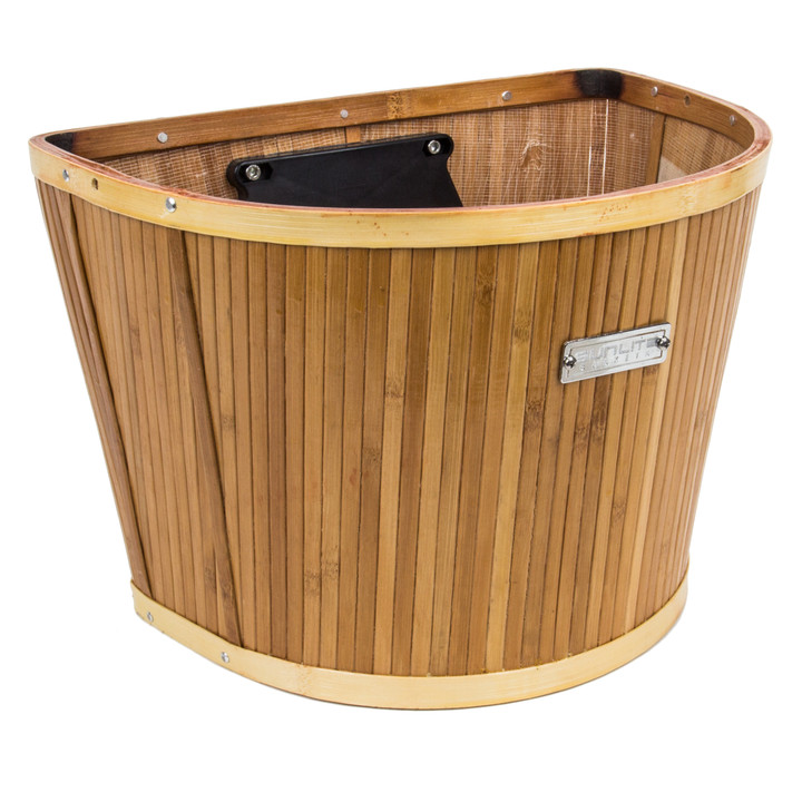 Bamboo Bike Basket QR Mount - Solid Wood and Removable Strap 90145
