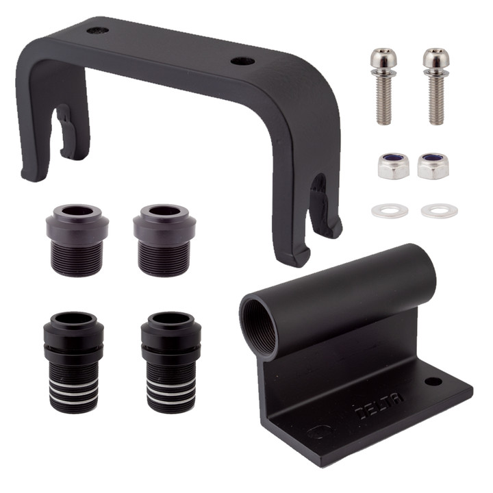 Delta Bike Hitch Pro Thru-Axle Truck Rail Fork Mount - Adjustable, Lightweight Aluminum and Steel, Compatible 12/15mm Axles BH6002-PRO
