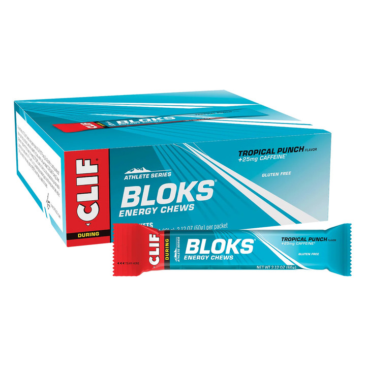 Clif Bar Shot Bloks Energy Chews Tropical Punch 25mg Caffeine Box of 18 Organic CCC58069