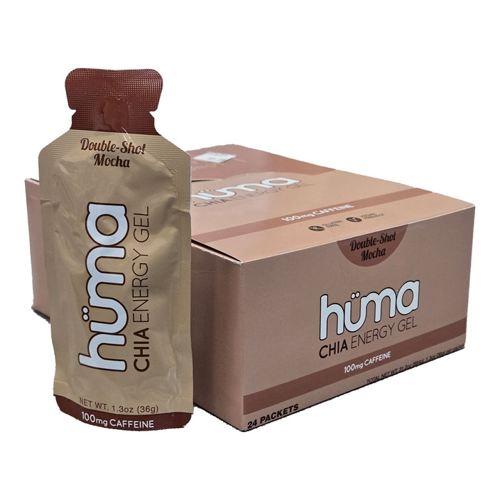 Huma Chia Mocha Energy Gel Box 24 | Vegan, Gluten-Free, Natural Carbohydrates DUBMOCHA24