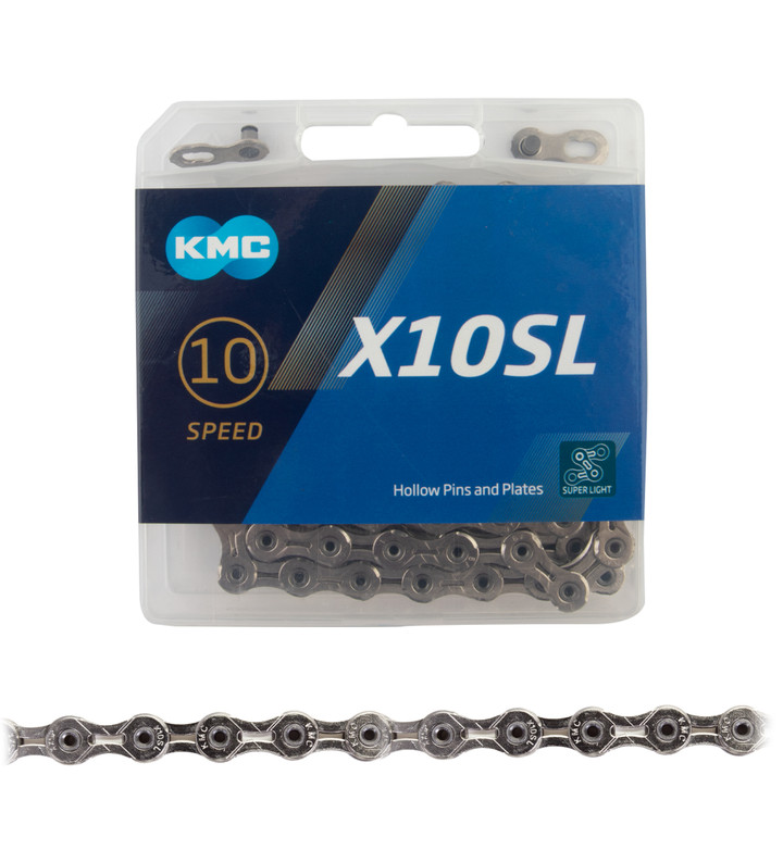 KMC X10SL Chain 10 speed 116 Links Silver Hollow Pins Plates Double X Brdge CN10262