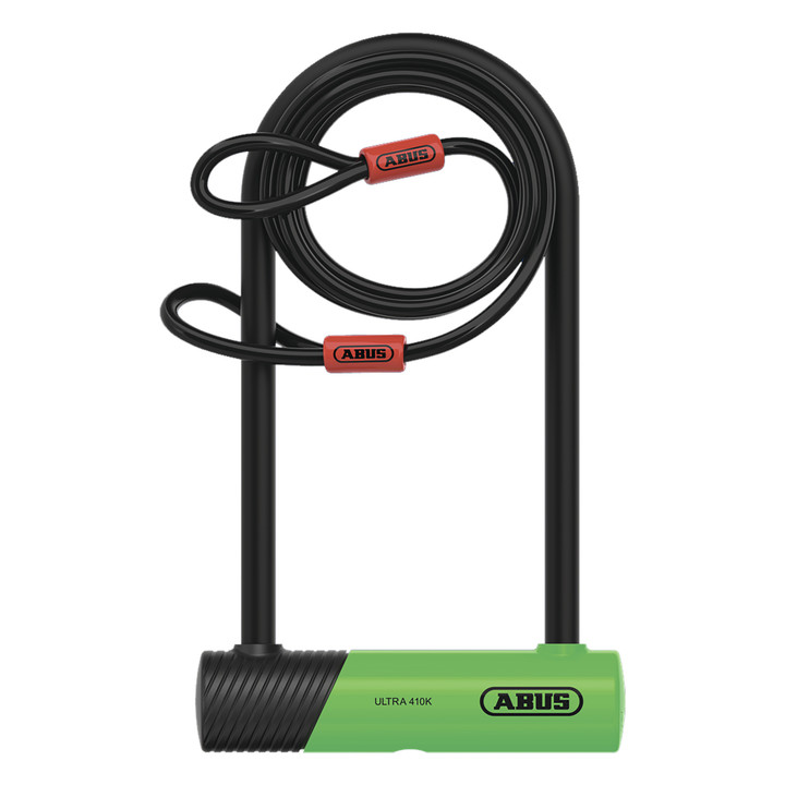 Abus Ultra 410K + Cobra U-Lock - 12mm Hardened Steel Cable, Green 94376