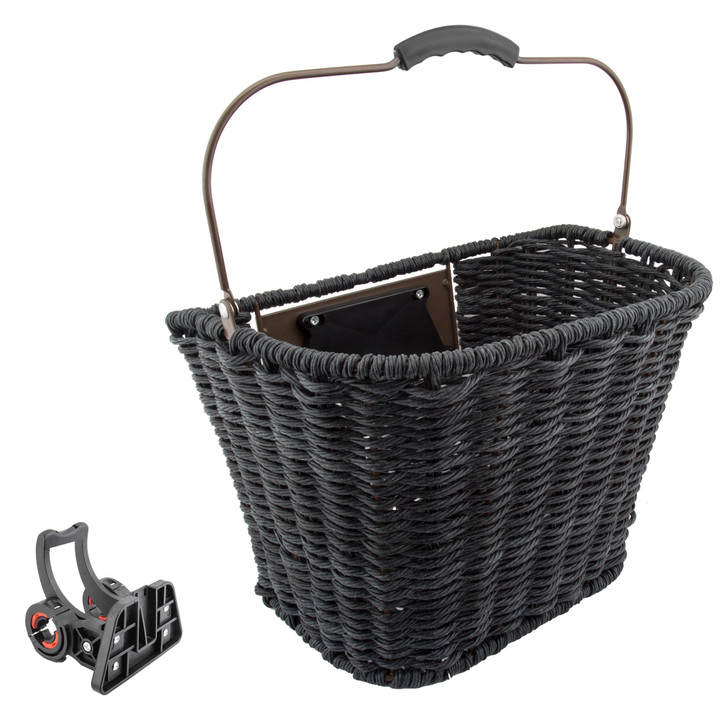Sunlite Synthetic Wicker Quick-Release Bike Basket - Adjustable Steel Frame 90410