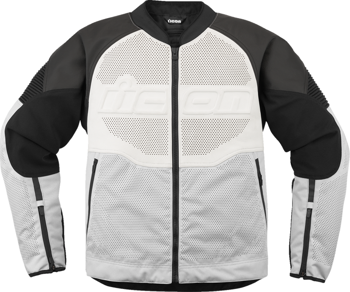 Icon Overlord3 Leather Jacket - White - Large 2810-4120