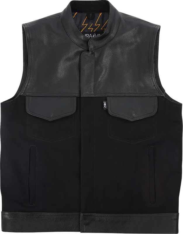 Thrashin Supply Co. Kanan Leather/Denim Riding Vest - Black - Small TMJ-13-08