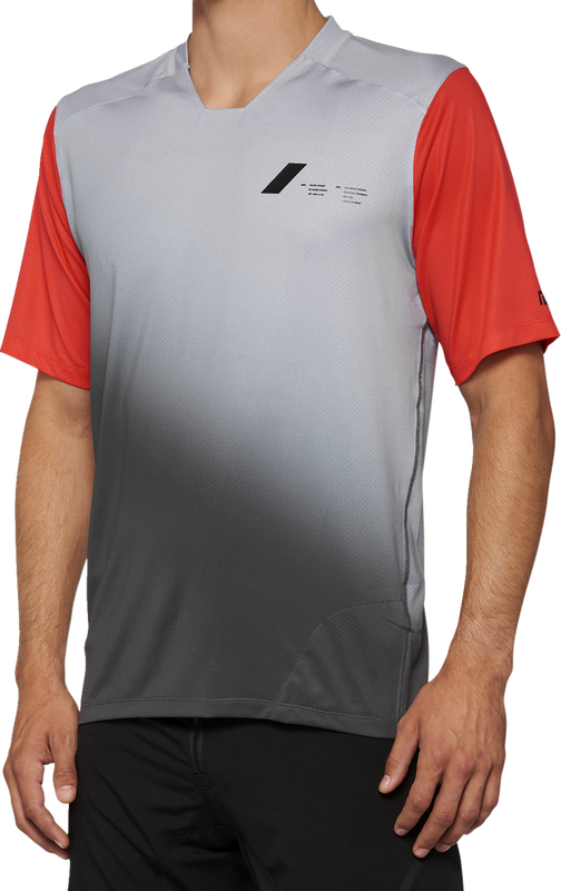 100% Celium Short-Sleeve Jersey - Gray/Racer Red - Medium 40011-00011