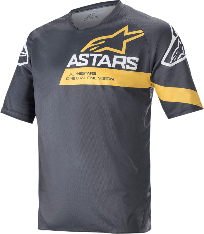 Alpinestars Racer V3 Short-Sleeve Jersey - Anthracite/Sulphur Yellow - Medium 1762922-1619-MD