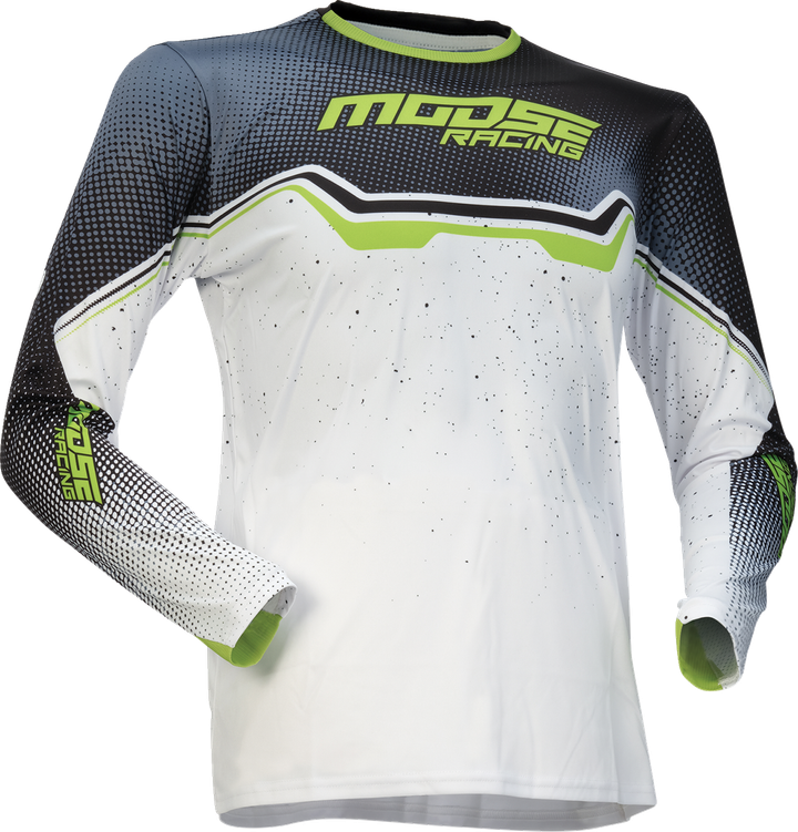 Moose Offroad Youth Qualifier Jersey - White/Black/Green - Medium 2912-2640