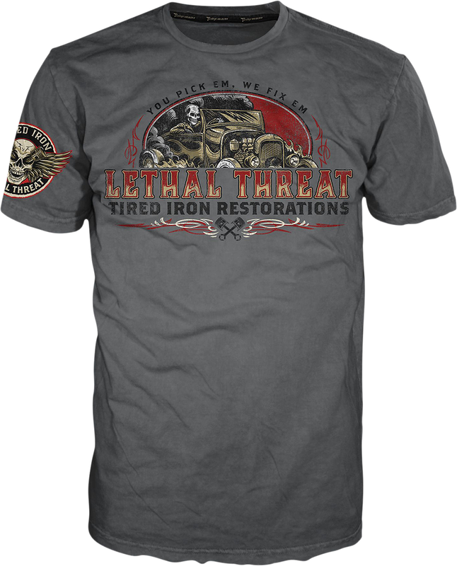 Lethal Threat Vintage Velocity Tired Iron Restorations T-Shirt - Gray - Xl VV40174XL
