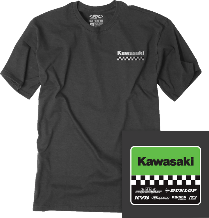 Factory Effex Kawasaki Starting Line T-Shirt - Heather Charcoal - Large 27-87104